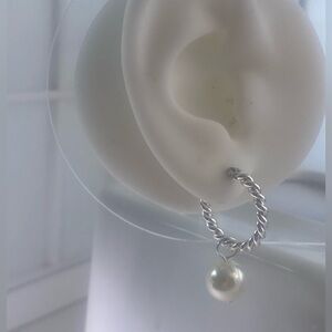 Silver Braided Hoop with Pearl Earrings Jewelry Dillard's